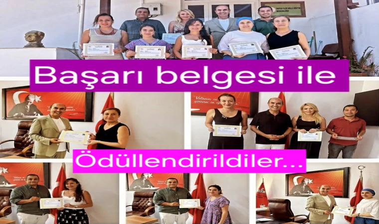 İlçe Milli Eğitim Müdürlüğü' nde Personellere Başarı Belgeleri Verildi.