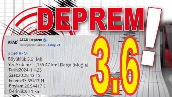 Datça'da 3.6 Büyüklüğünde Deprem!