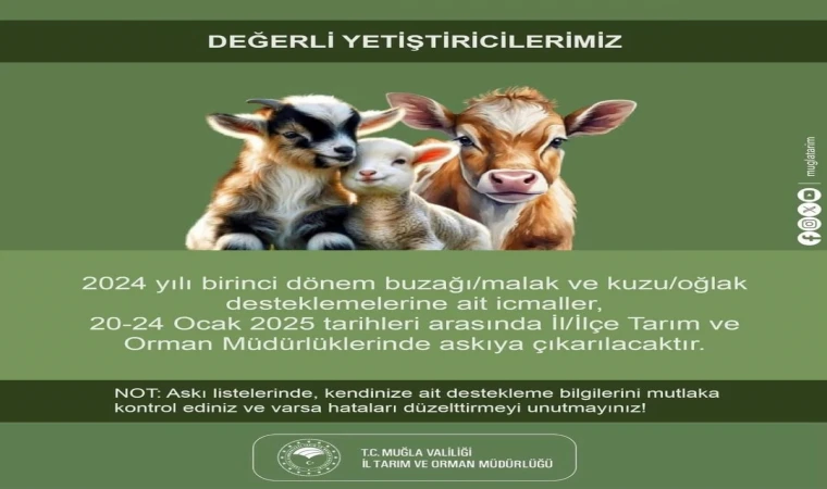 ÇİFTÇİLERİN DESTEKLEME İCMALLERİ ASKIYA ÇIKTI