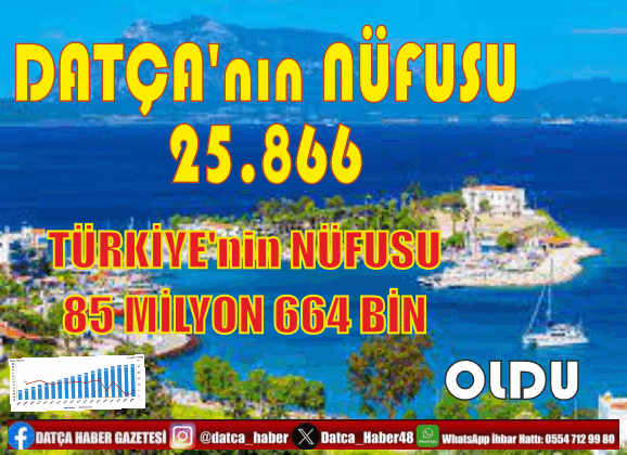 DATÇA'NIN NÜFUSU 25.866, TÜRKİYE'NİN NÜFUSU 85 MİLYON 664 BİN 944 OLDU