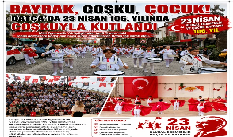 BAYRAK, COŞKU, ÇOCUK! DATÇA’DA 23 NİSAN ULUSAL EGEMENLİK VE ÇOCUK BAYRAMI 106. YILINDA COŞKUYLA KUTLANDI