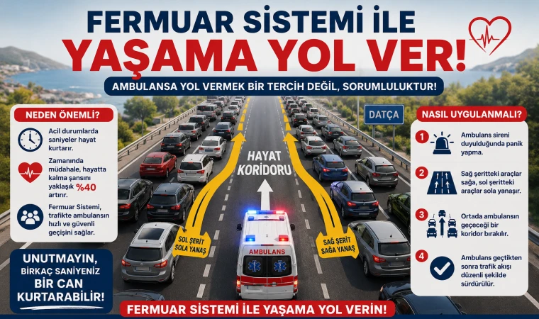 Datça’da Hayat Kurtaran Sistem: Trafikte Fermuar Uygulaması Anlatıldı 