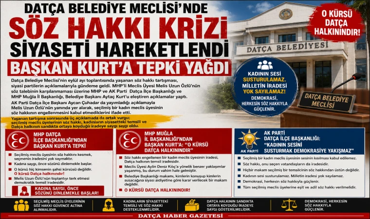 DATÇA BELEDİYE MECLİSİ’NDE SÖZ HAKKI KRİZİ SİYASETİ HAREKETLENDİ BAŞKAN KURT’A TEPKİ YAĞDI