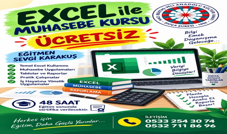 DATÇA’DA ÜCRETSİZ EXCEL İLE MUHASEBE KURSU