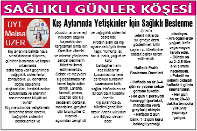 Kış Aylarında Yetişkinler İçin Sağlıklı Beslenme
