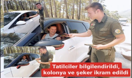 Tatilciler, Bayram Tatilinde Orman Yangınlarına Karşı uyarılıyor, şeker ve kolonya ile karşılanıyor