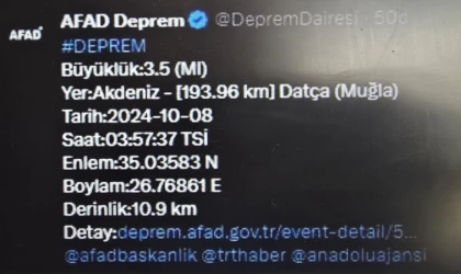 3,5 büyüklüğünde deprem.