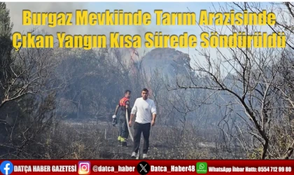 Burgaz Mevkiinde Tarım Arazisinde Çıkan Yangın Kısa Sürede Söndürüldü