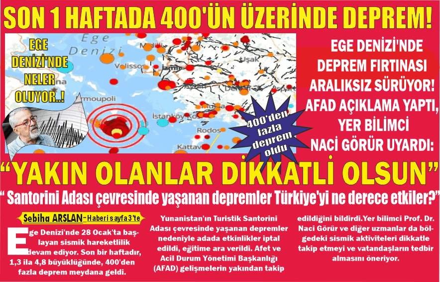 SON 1 HAFTADA 400'ÜN ÜZERİNDE DEPREM! EGE DENİZİ'NDE NELER OLUYOR..