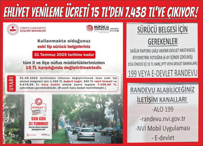 EHLİYETİNİ ŞİMDİ YENİLE, BİNLERCE LİRA TASARRUF ET