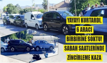 DATÇA’DA ZİNCİRLEME KAZA: BİR ANİ FREN, 6 ARAÇLIK ÇARPIŞMA