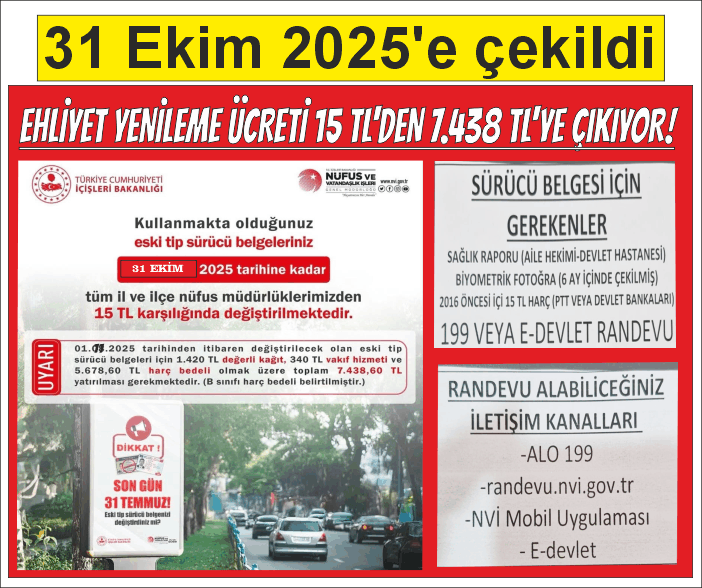KİMLİK VE EHLİYET UYARISI 31 EKİM SON GÜN!