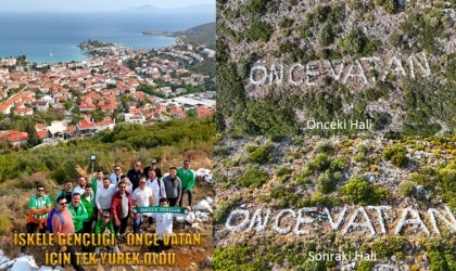 GÖNÜLLÜ GENÇLERDEN ÖRNEK DAVRANIŞ: “ÖNCE VATAN” YAZISI YENİDEN CANLANDIRILDI