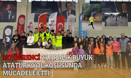 187 ÖĞRENCİ 27 ARALIK BÜYÜK ATATÜRK YOL KOŞUSUNDA MÜCADELE ETTİ