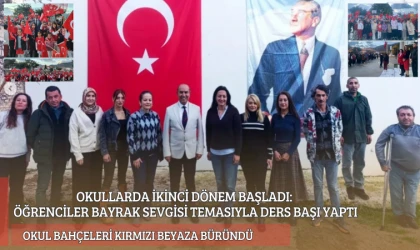 OKULLARDA İKİNCİ DÖNEM BAŞLADI: ÖĞRENCİLER BAYRAK SEVGİSİ TEMASIYLA DERS BAŞI YAPTI