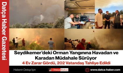 Seydikemer'deki Orman Yangınına Havadan ve Karadan Müdahale Sürüyor